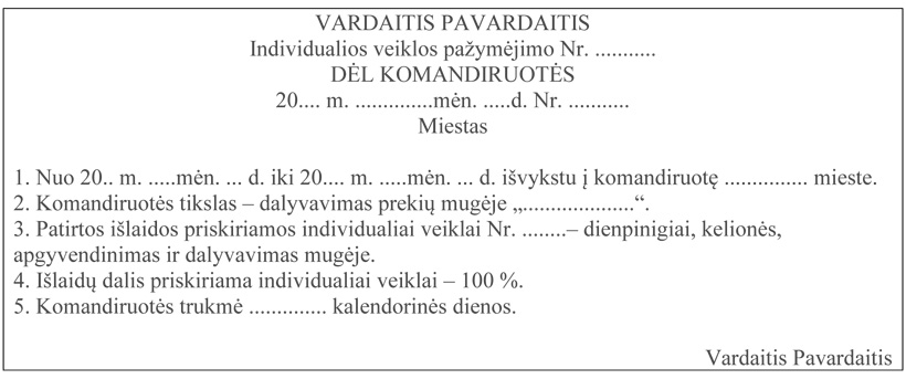 komandiruotes pavyzdys